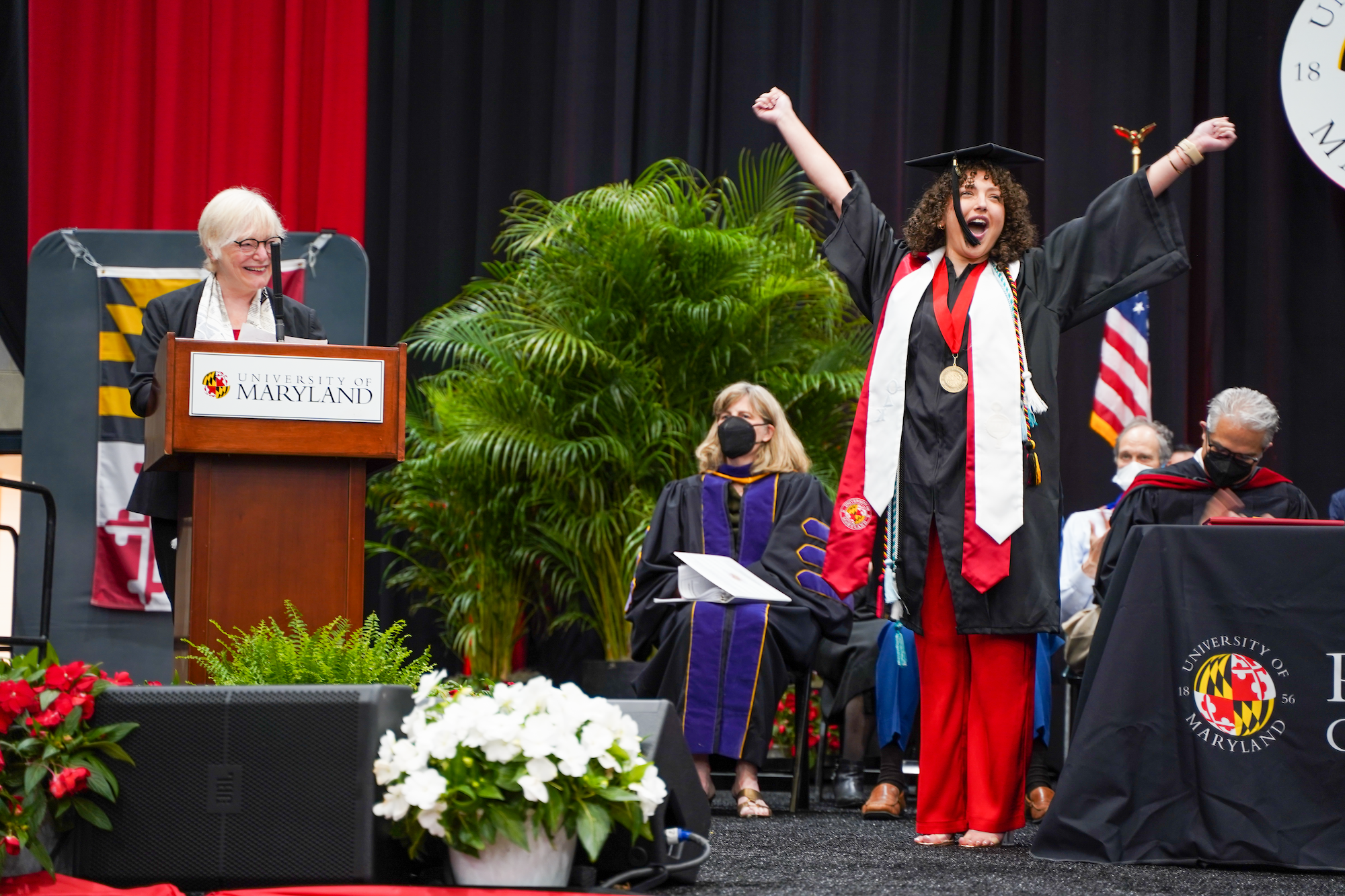 Jenna Cohen celebrates her honor at 2022 Merrill Commencement Ceremony