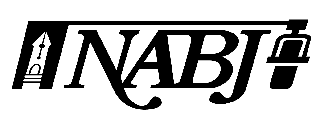 NABJ with pen on left and microphone on right