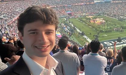 Student Harrison Rich at the Super Bowl