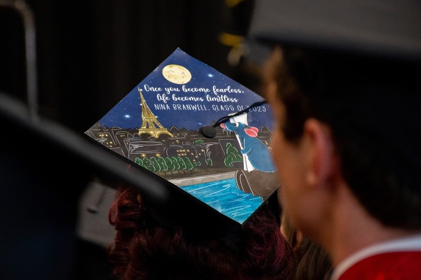 Decorated cap at commencement