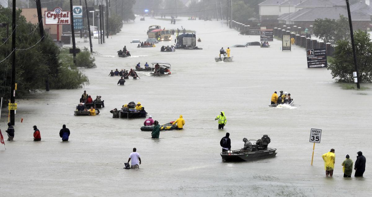Flooded street amid Hurricane Harvey in 2017