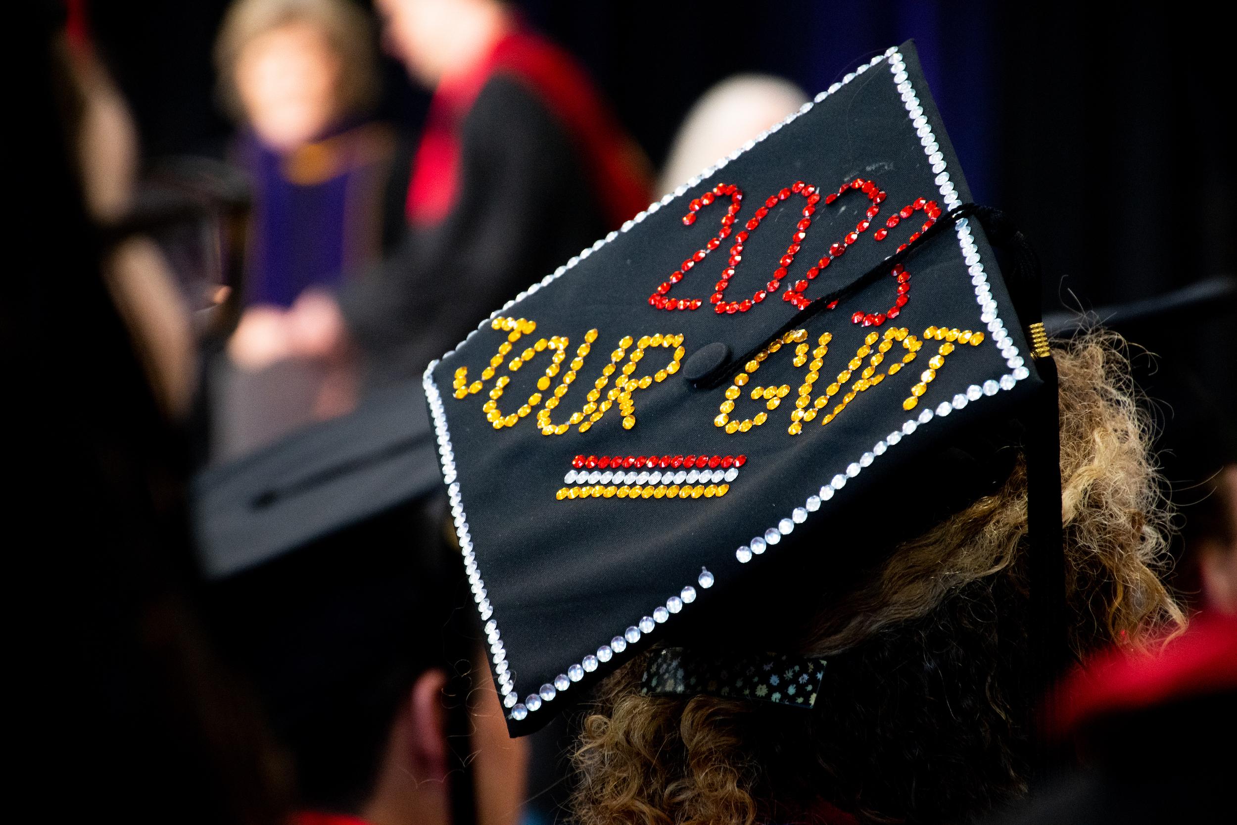 Decorated cap at commencement