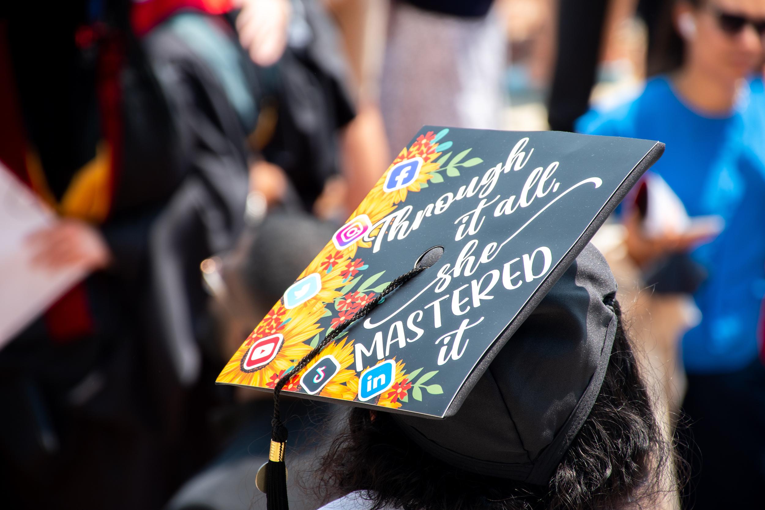 Decorated cap at commencement