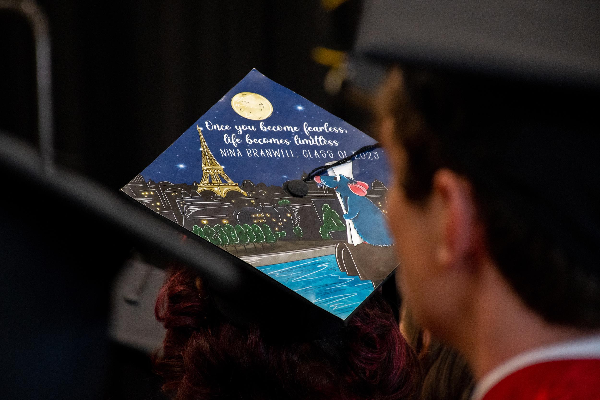 Decorated cap at commencement