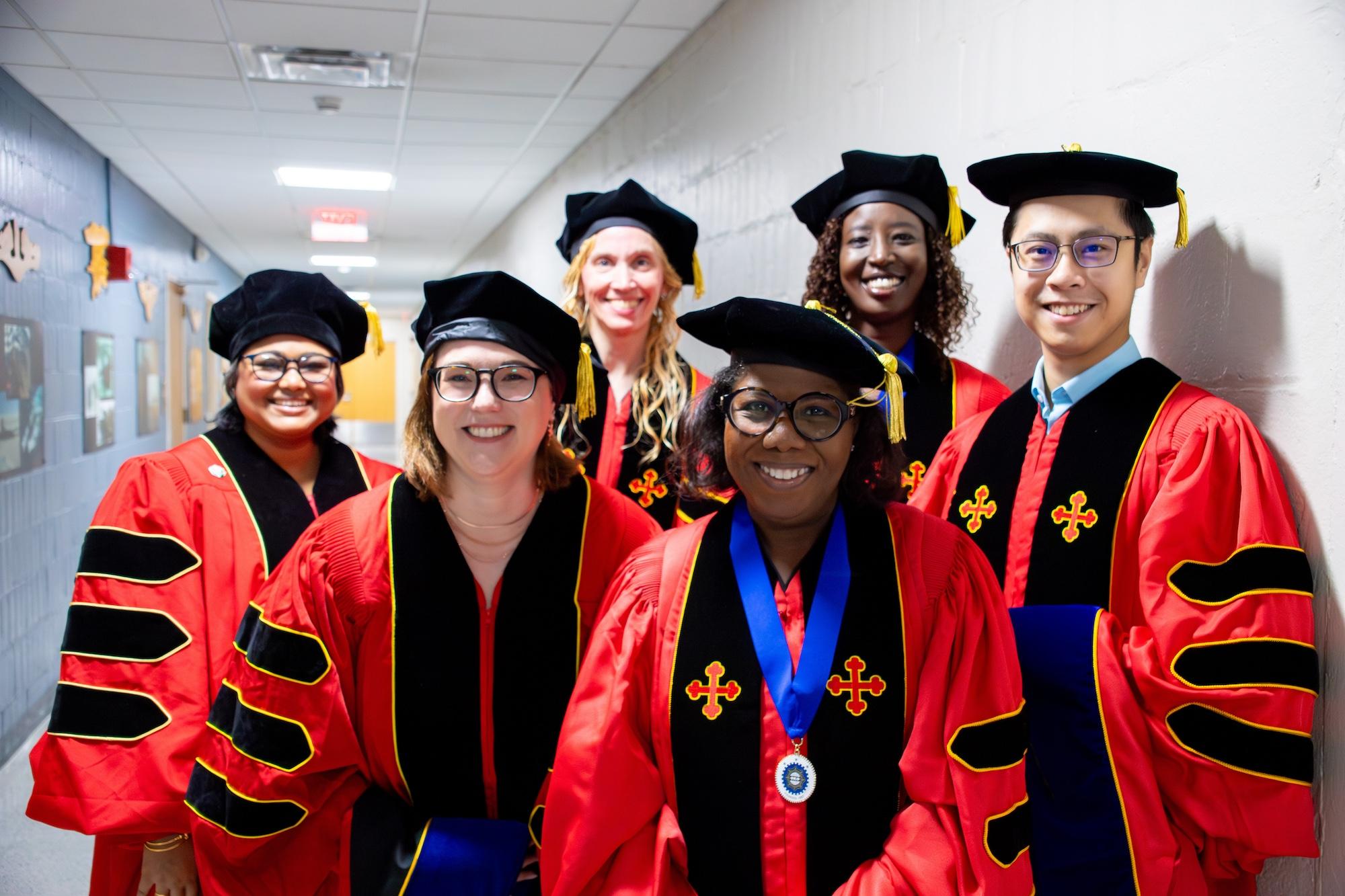 Ph.D. grads at commencement