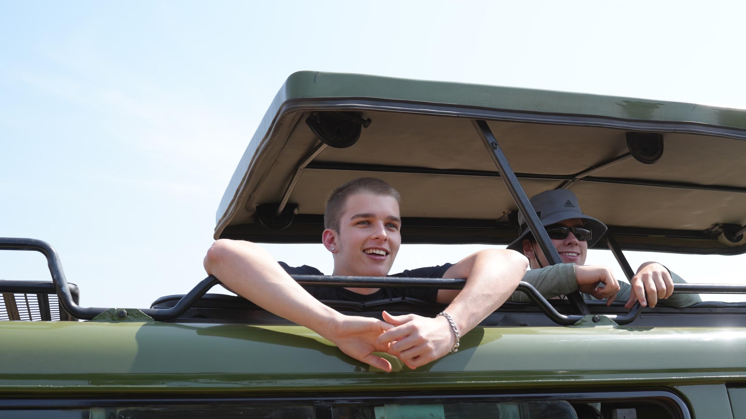 Students on a safari in Africa