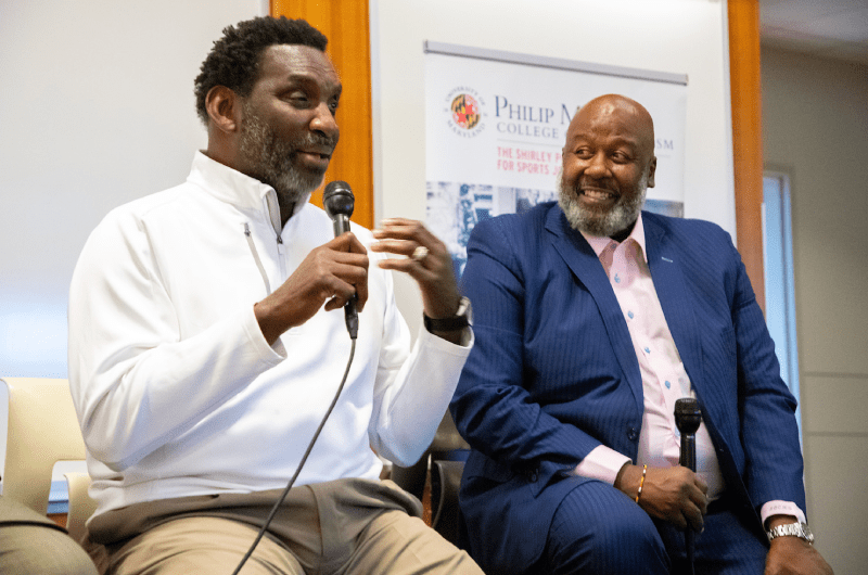 Doug Williams and Mike Locksley at 2023 Povich Center event on the Rise of the Black Quarterback