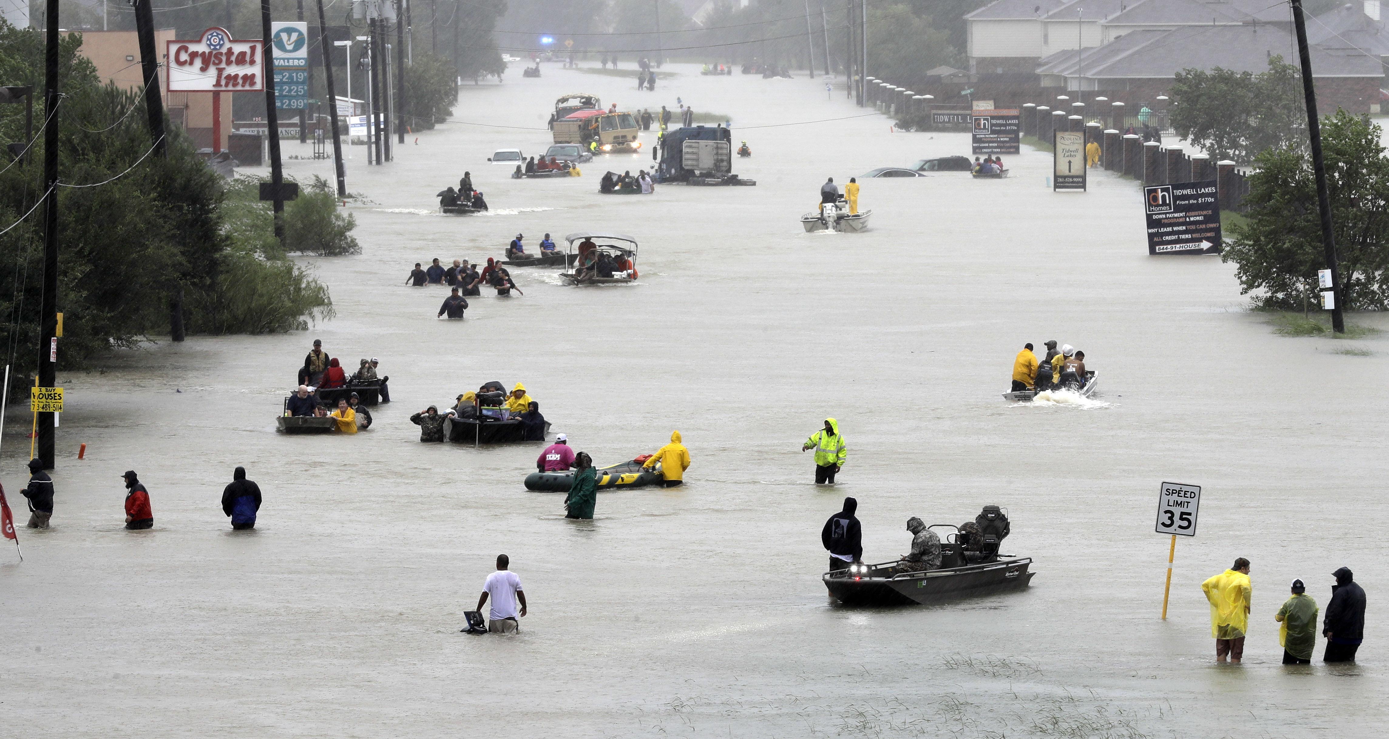 Flooded street amid Hurricane Harvey in 2017